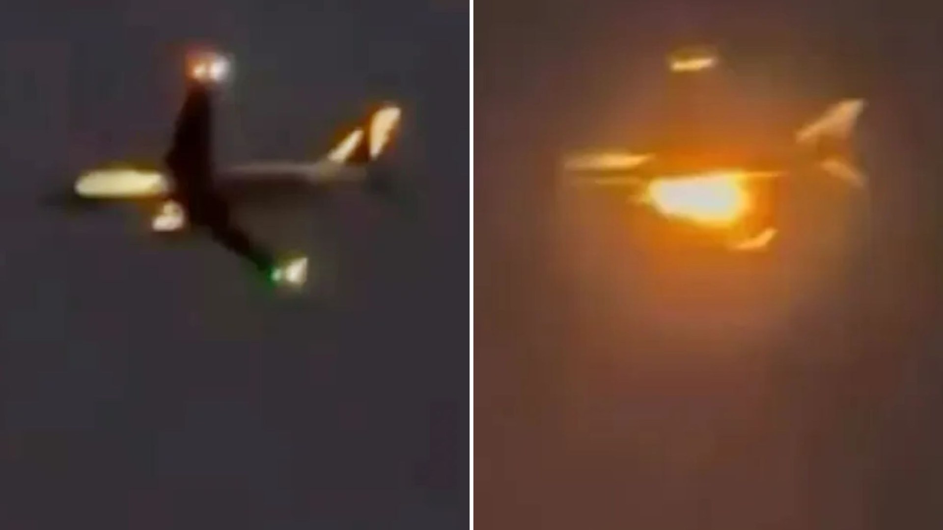 Terrifying moment packed Boeing 747 spits flames from engine during horror night landing in New Zealand